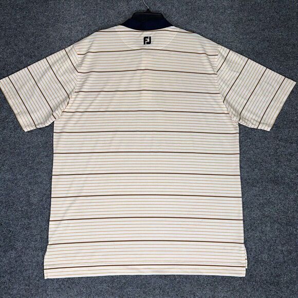 Footjoy Shirt Mens XL Yellow Polo Striped Golf FJ Performance Short Sleeve Adult - Picture 6 of 8